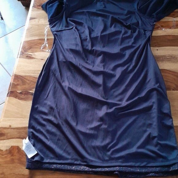 Chaps,Pleat On The Waist Side, Metallic Threading, Stretchy Dress Sz Large & XL - Picture 8 of 15